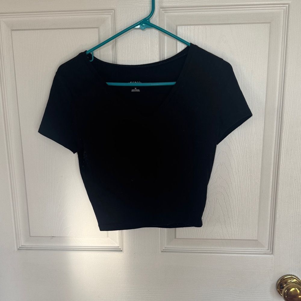 Wild Fable Black V-Neck Crop Top